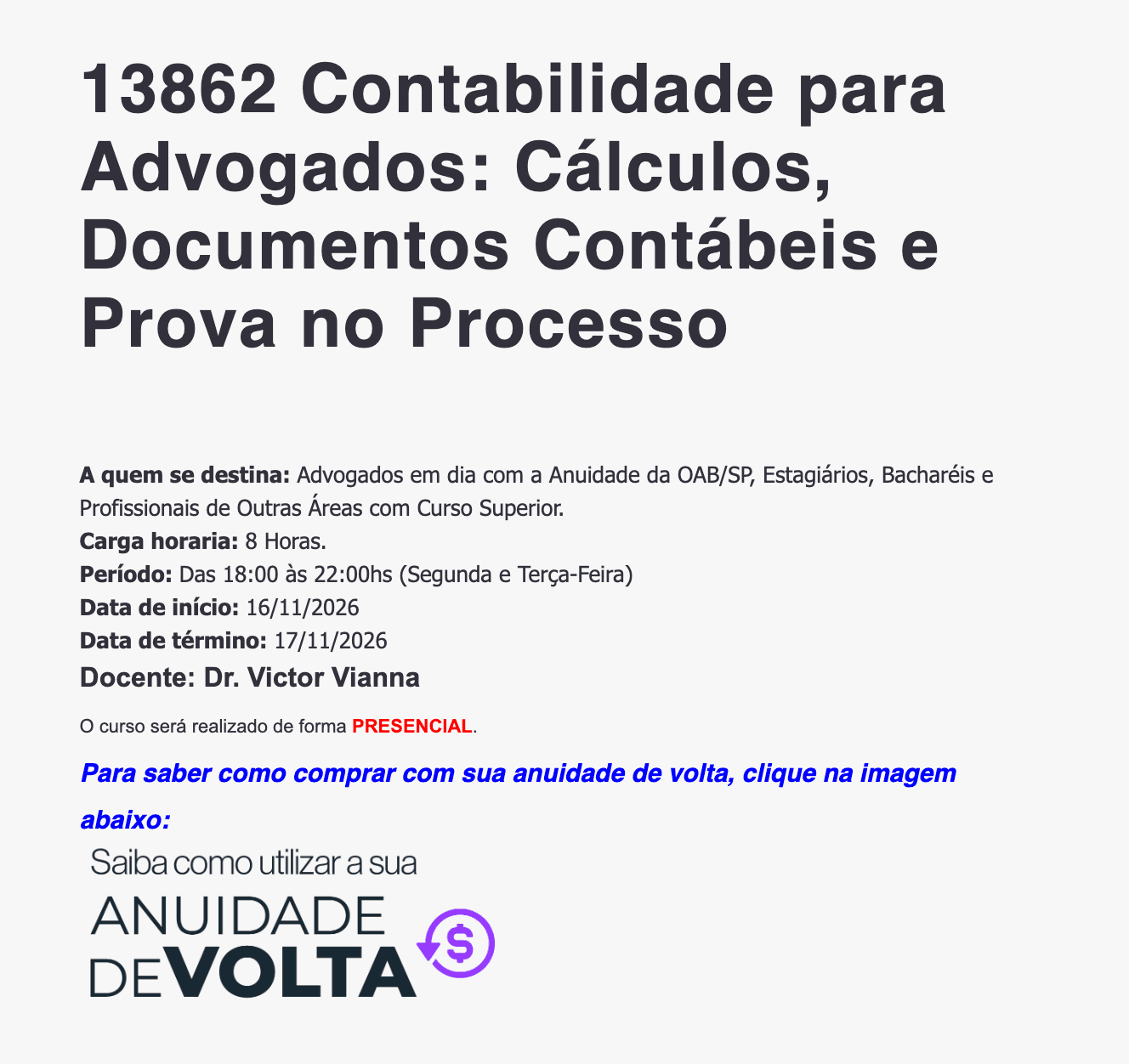 📙 ESA SCS: Contabilidade para Advogados: Cálculos, Documentos Contábeis e Prova no Processo