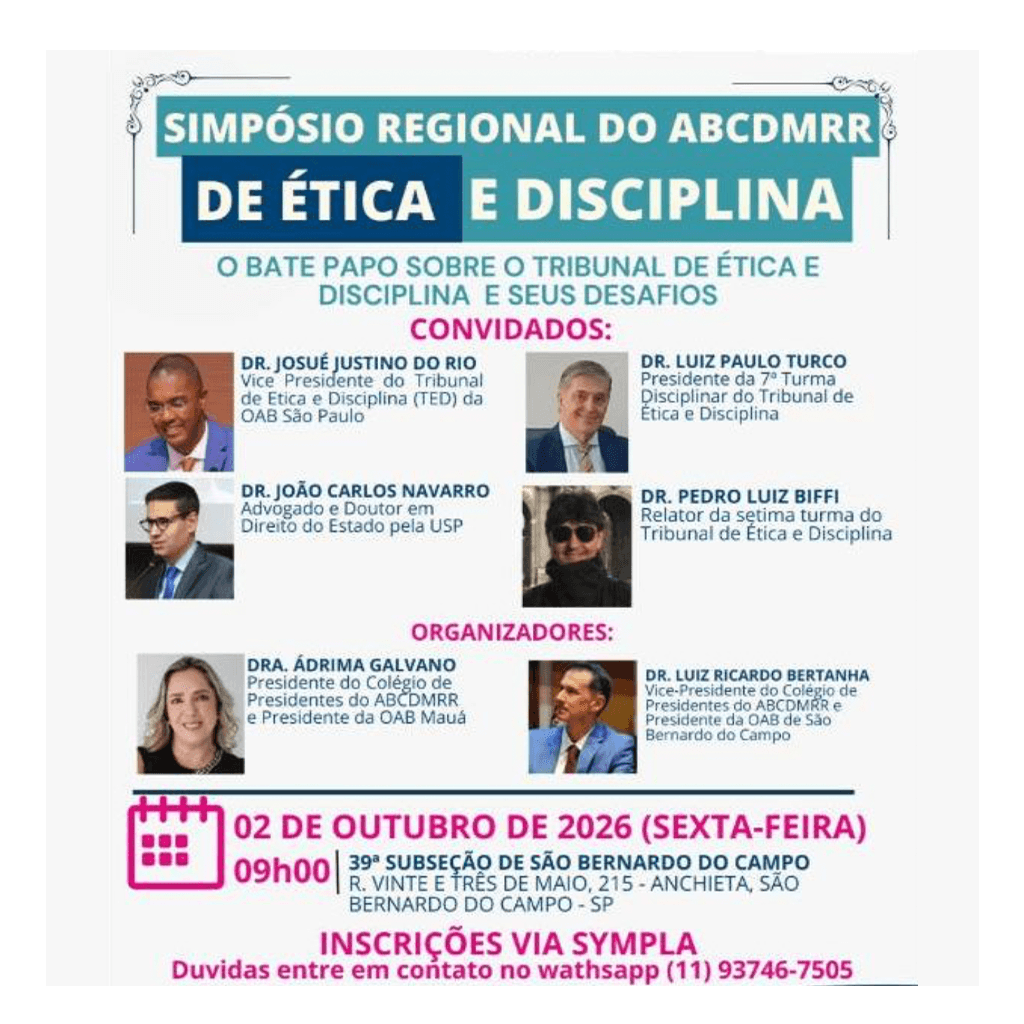 SAVE THE DATE: Simpósio Regional ABCDMRR de Ética e Disciplina