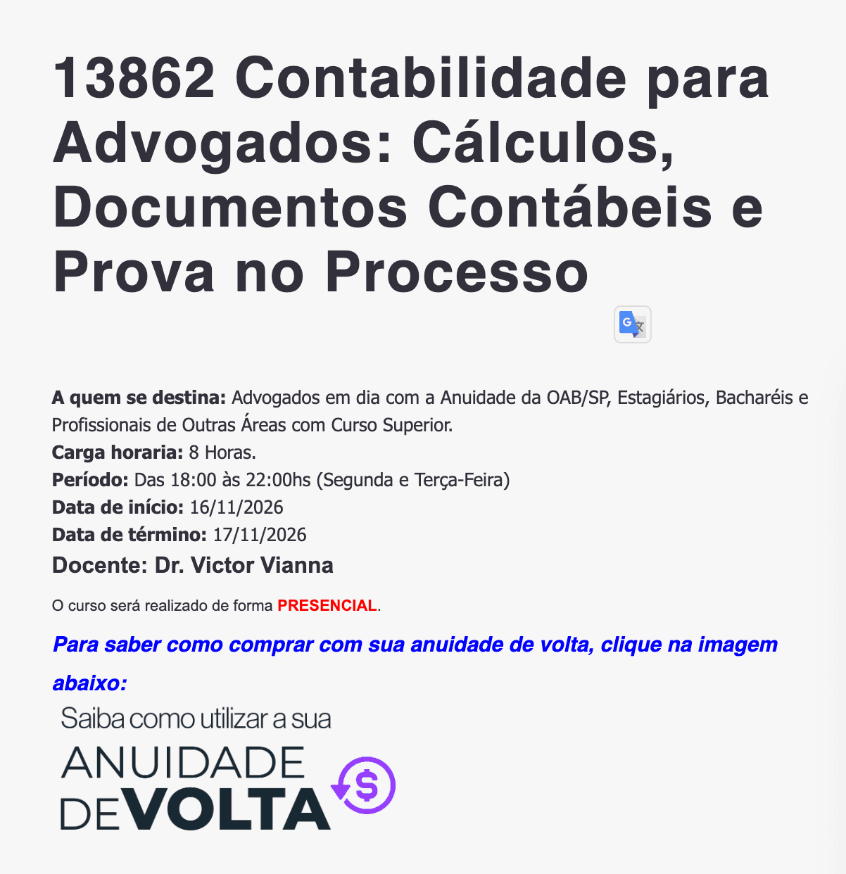 📙 ESA SCS: Contabilidade para Advogados: Cálculos, Documentos Contábeis e Prova no Processo